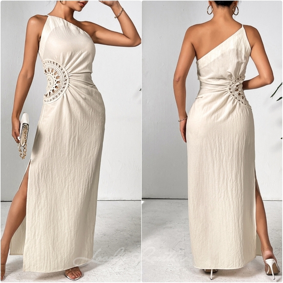 Stunning Slit Maxi Dress with One-Shoulder Design - Picture 6 of 6